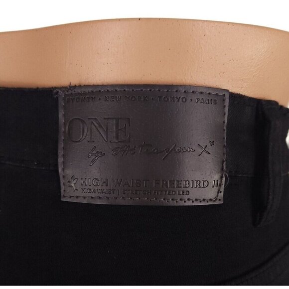 One Teaspoon High Waist FreeBird Skinny Jeans 29R Black Punk Distressed Nwt - Picture 8 of 16